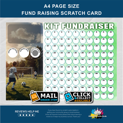 A4 Youth Football Lucky Number Fundraising Scratch Card - Local & Community Fund Raising