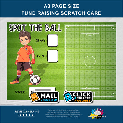 A3 Spot THe Ball Fundraising Scratch Card - Local & Community Fund Raising A3 Folded