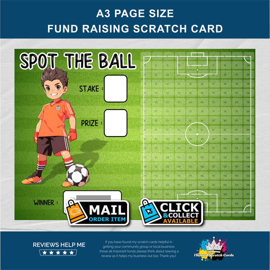 A3 Spot THe Ball Fundraising Scratch Card - Local & Community Fund Raising A3 Folded