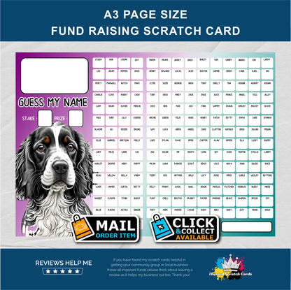 A3 Dog Name Fundraising Scratch Card - Local & Community Fund Raising A3 Folded