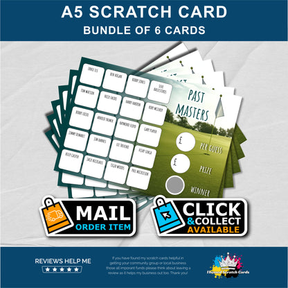 A5 Golf Legends Fundraising Scratch Card Bundle - Local & Community Fund Raising
